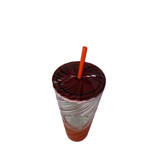 NEW Starbucks Winter 2025 Sunrise Red Orange Pearl Ombre Swirl Tumbler 24 oz. - Picture 3 of 5
